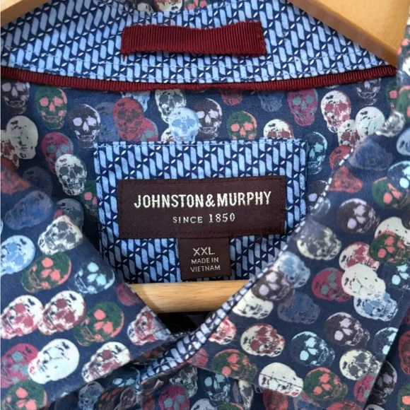 Johnston & Murphy Skull Print Button-Up Shirt - XXL - Picture 3 of 5